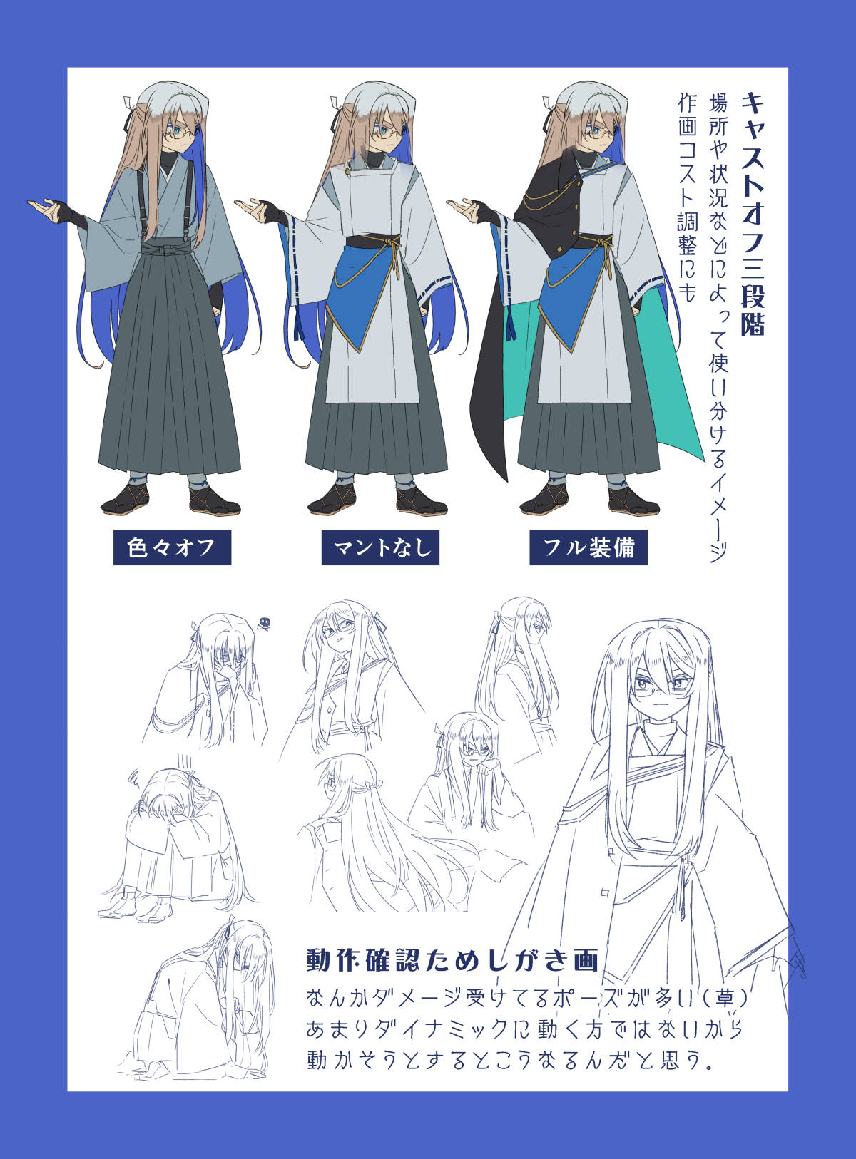 画像：井正の新デザイン資料2枚目 重ね着の詳細とためしがきラフ